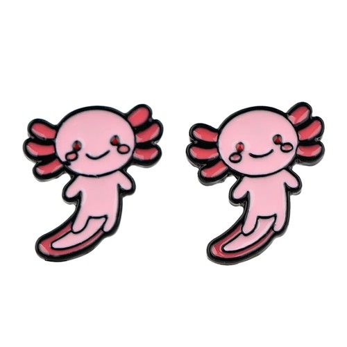 Kawaii pink enamel salamander - enamel,