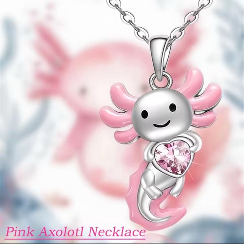 Cute axolotl with pink - cute, love